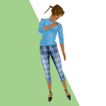 Scooped Neck Sweater Plaid Pants